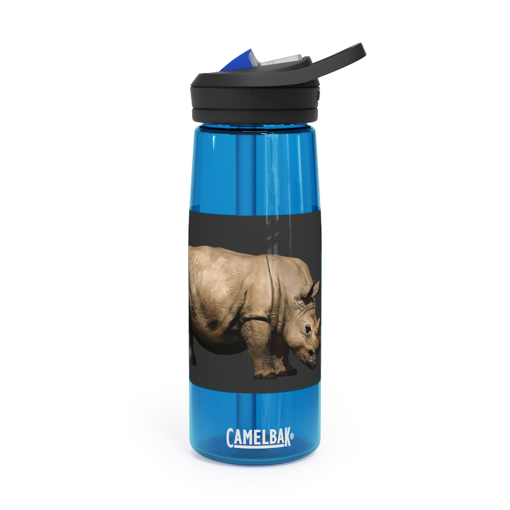 Rhino CamelBak Eddy® Water Bottle in 20oz and 25oz sizes, showcasing its durable Tritan™ material and spill-proof design.